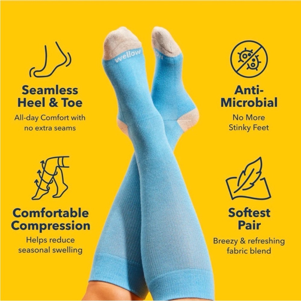 NWT! Wellow Premium Compression Socks - 3 Pack in Ivory Sz LARGE - Picture 10 of 10